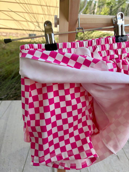 Pink Checkered Skort